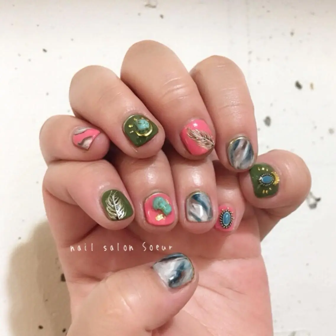 ネイル アートネイル 長さ出し ジェルネイル マットネイル ミラーネイル ハンドネイル nail salon Soeurのネイルデザイン