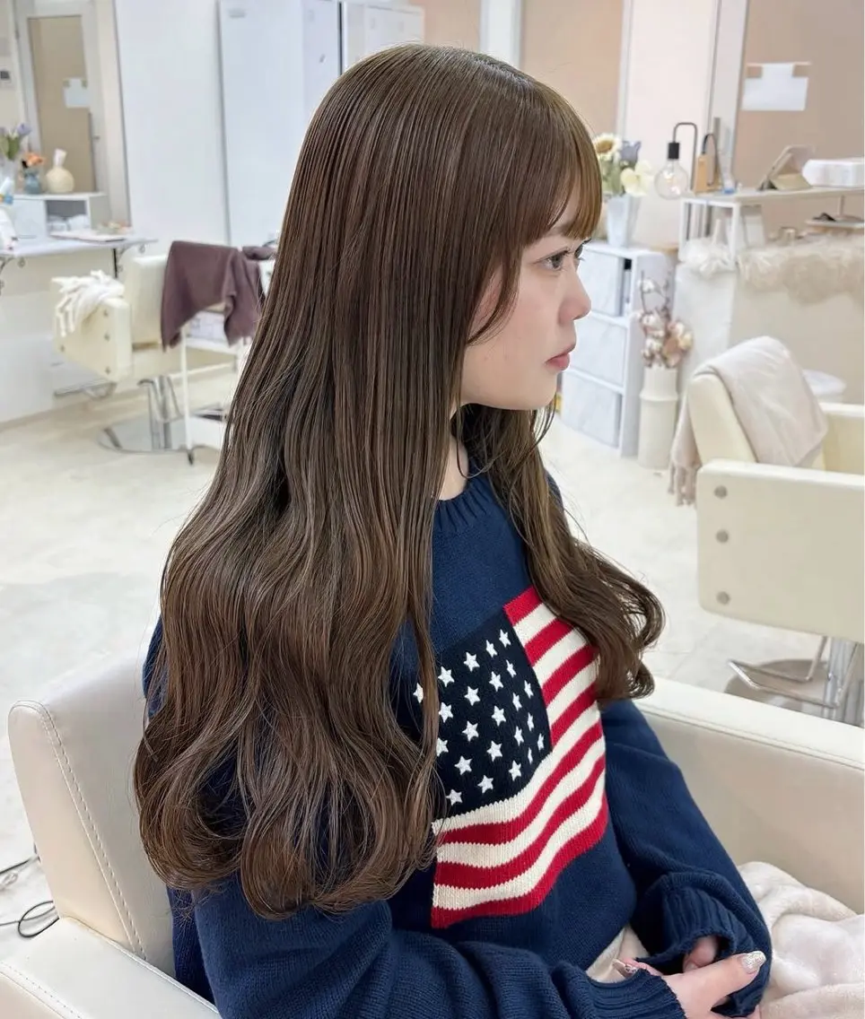 ロング カラー ブリーチ ブラウンカラー ブリーチなしカラー ヘアカラー 赤羽美容師 ayunaのヘアスタイル