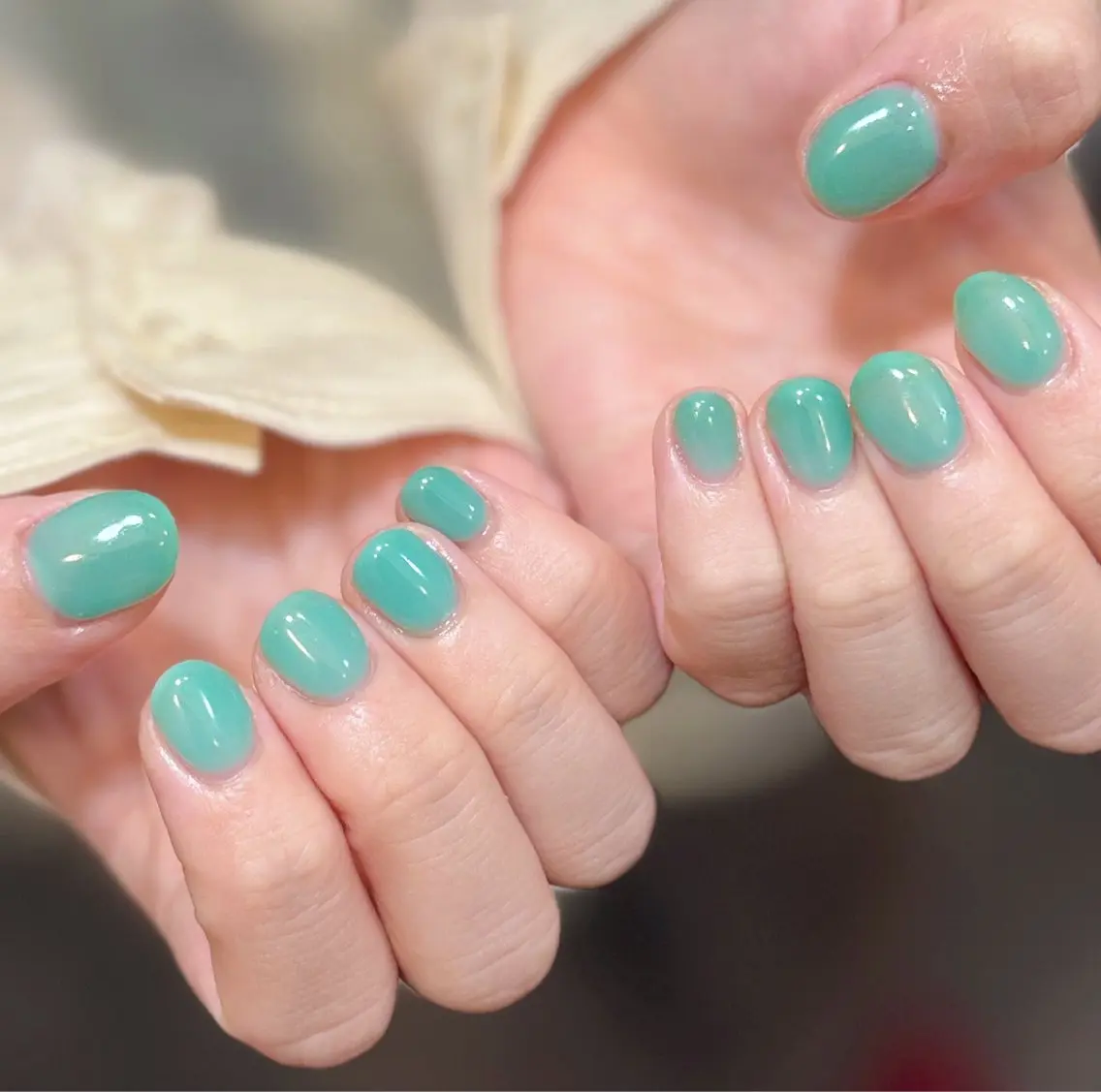ネイル グリーン メンズネイル ワンカラーネイル ハンドネイル MIMnail メンズネイリストのネイルデザイン