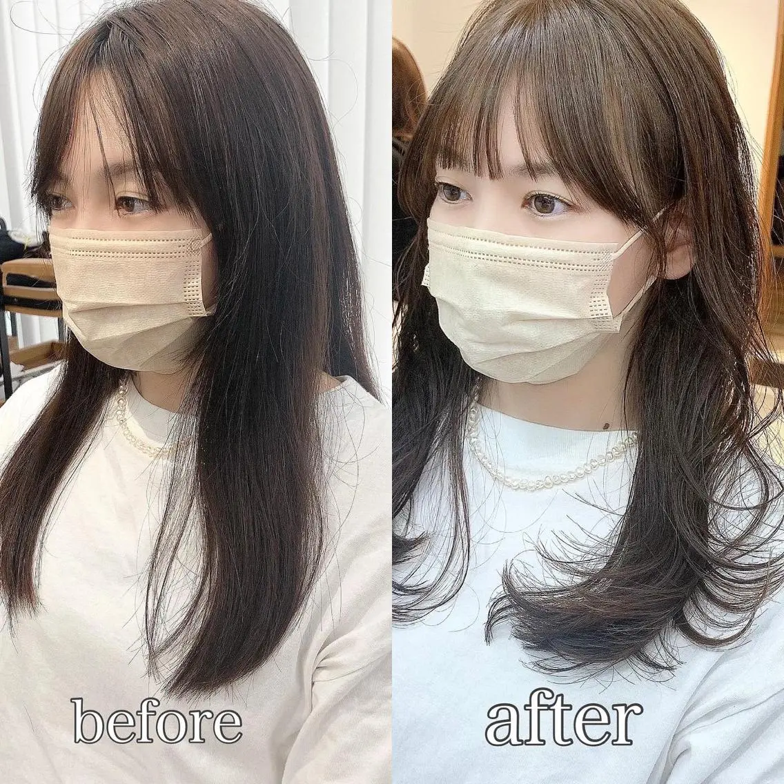セミロング カラー パーマ ヘアアレンジ メンズ キッズ ネイル マツエク・マツパ 似合せレイヤー/ 柔らか透明感カラーのヘアスタイル
