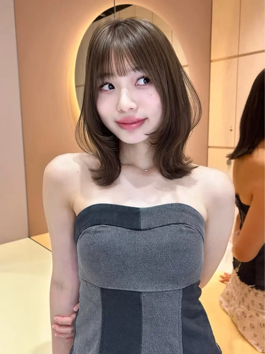 ミディアム ブリーチなしW🎀 髪質改善/はのんのヘアスタイル
