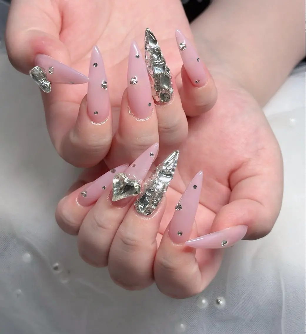 ネイル ハート キラキラネイル リボン ハンドネイル キノコ H.babynailのネイルデザイン