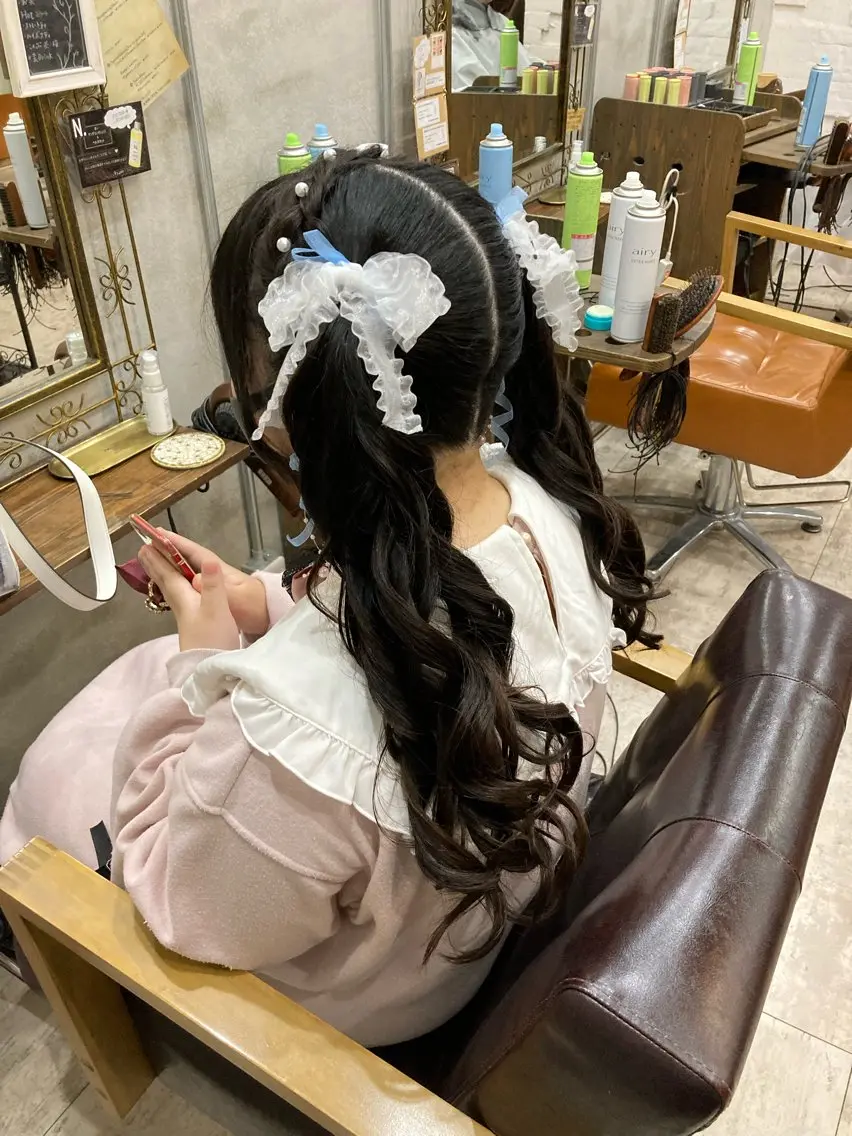 ロング ヘアアレンジ カット スパのヘアスタイル