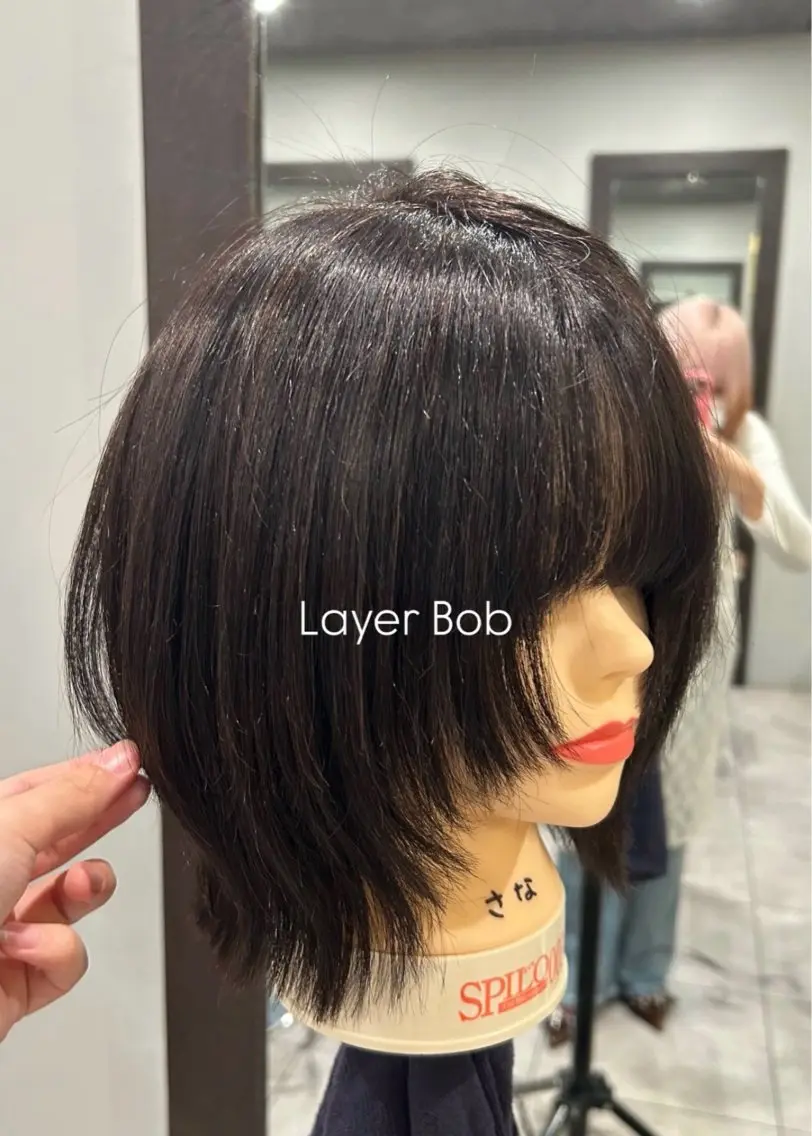 ミディアム ボブレイヤー ボブ 顔周りカット レイヤーカット 小顔カット カット 植田 沙那のヘアスタイル