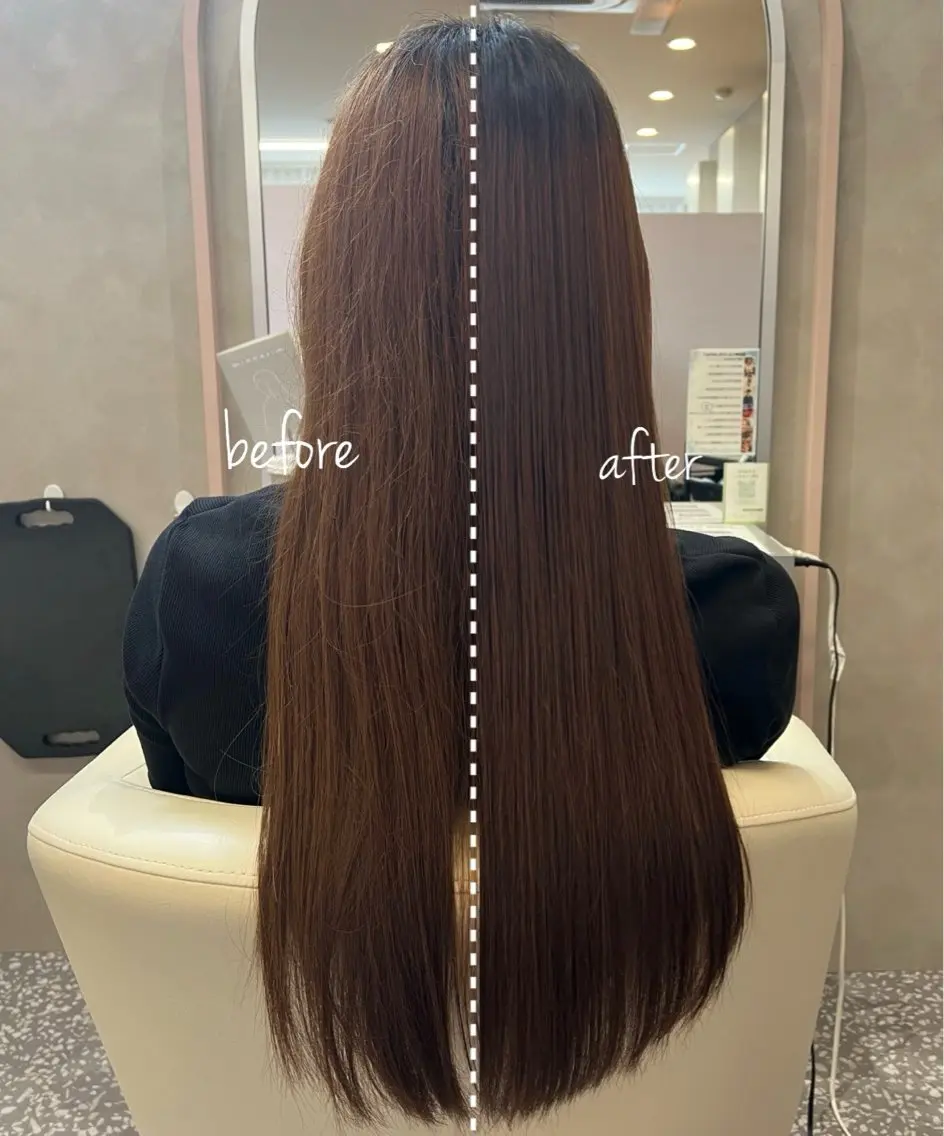 ロング パーマ 縮毛矯正 カット 縮毛矯正 Naru┆川西能勢口 ┆髪質改善サロンのヘアスタイル