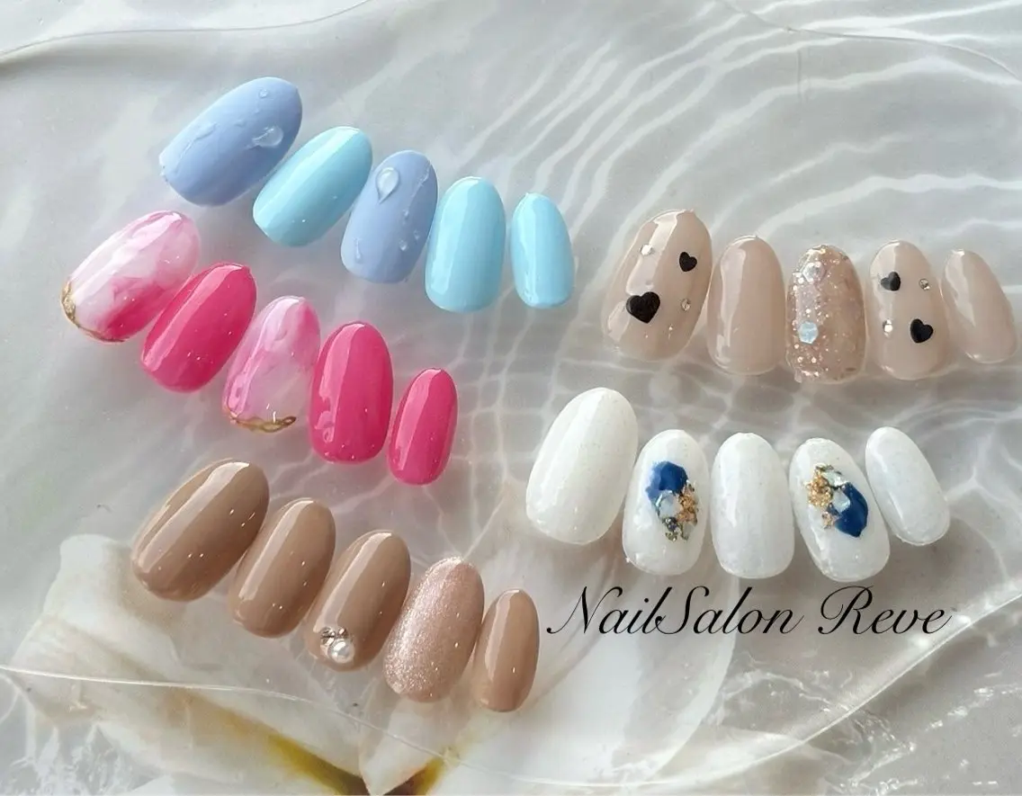 ネイル 氷ネイル・うるうるネイル マグネットネイル シンプルネイル ハンドネイル NailSalon Reveのネイルデザイン