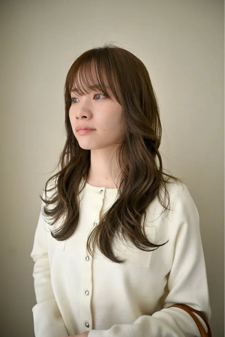 ロング カラー ベージュカラー オリーブベージュ 髪質改善 酸性ストレート カット ヘアカラー 縮毛矯正 矢場町/酸性ストレー ト/髪質改善/リオのヘアスタイル