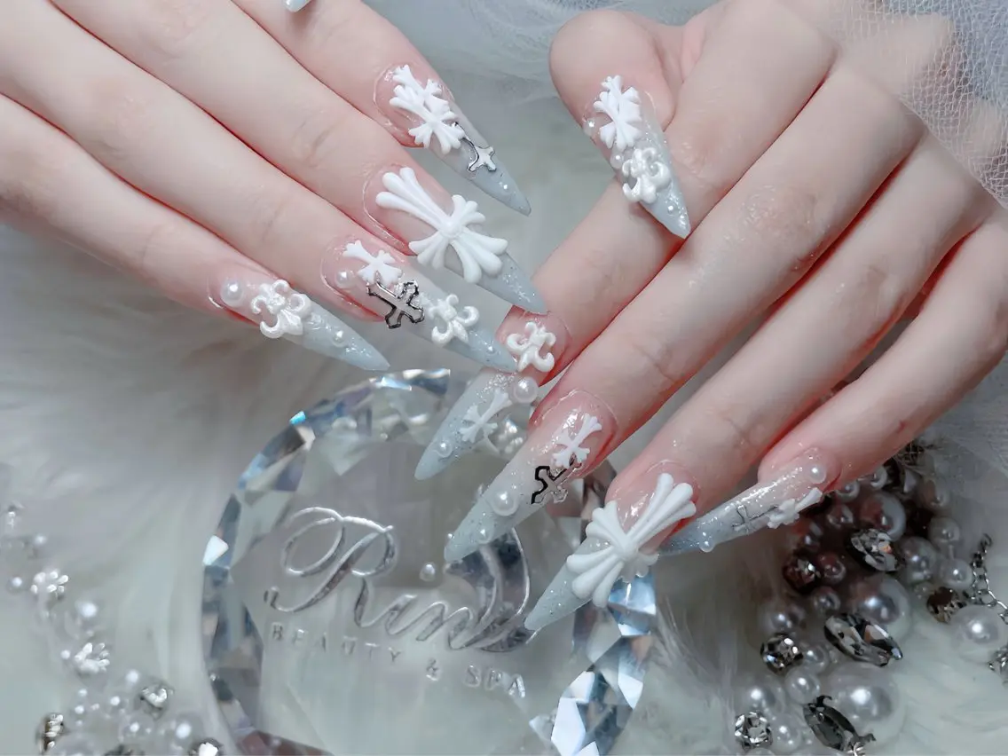 ネイル ブルー ジェルネイル ガーリー グラデーション グリーン ハンドネイル Rin Nail 新大久保店のネイルデザイン