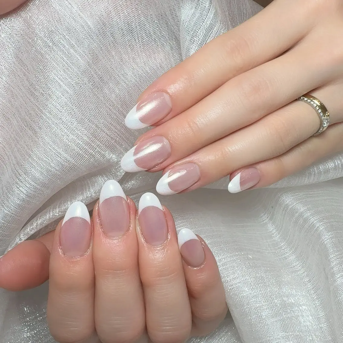 ネイル アートネイル フラッシュネイル フレンチネイル ジェルネイル ガラスフレンチ You&Me Yukiのネイルデザイン