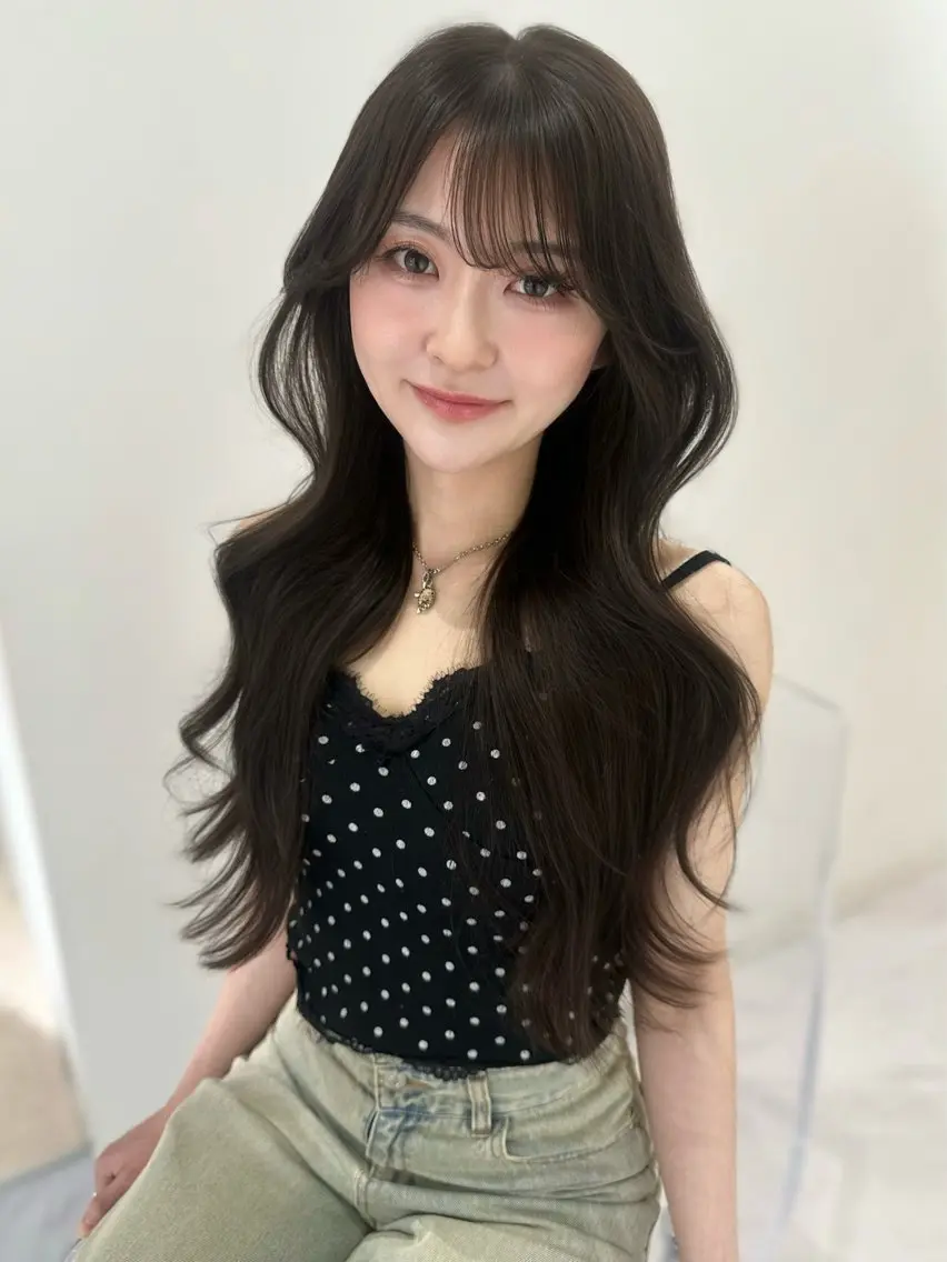 ロング カラー カット ヘアカラー 上野/韓国ヘア 🤍MOEKA🤍のヘアスタイル