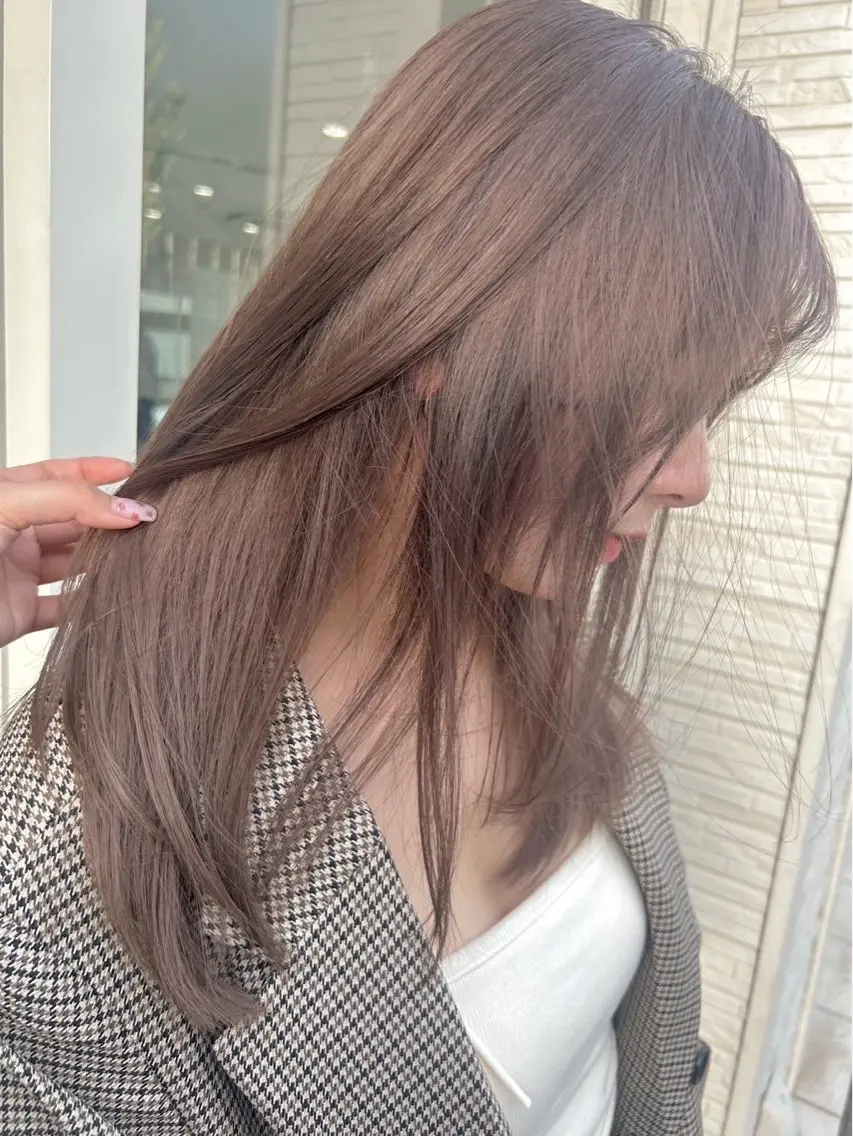 セミロング カラー ヘアカラー トリートメント ヘアセット グレージュ/ベージュ /経堂/sana🌱のヘアスタイル