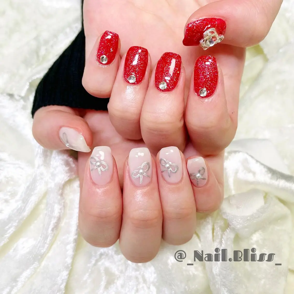 ネイル リボン ハンドネイル NAIL BLISSのネイルデザイン