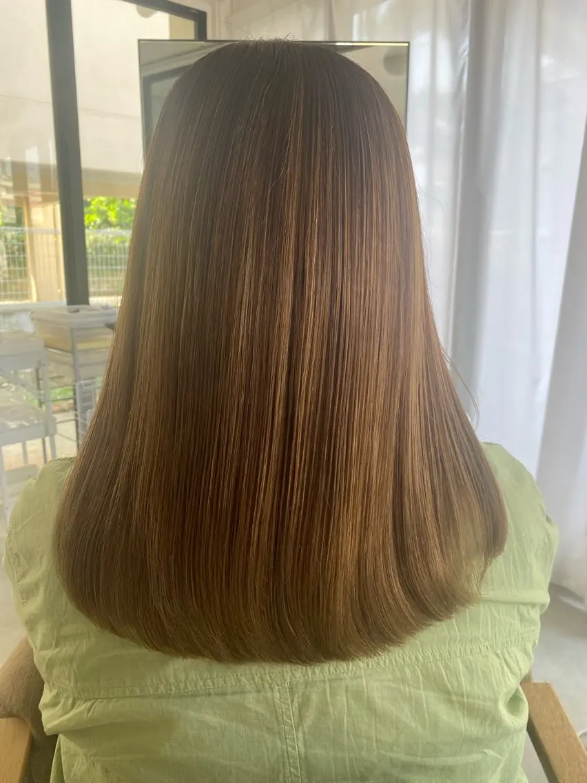 ミディアム カラー ハイライトカラー ハイライト 林 梓のヘアスタイル