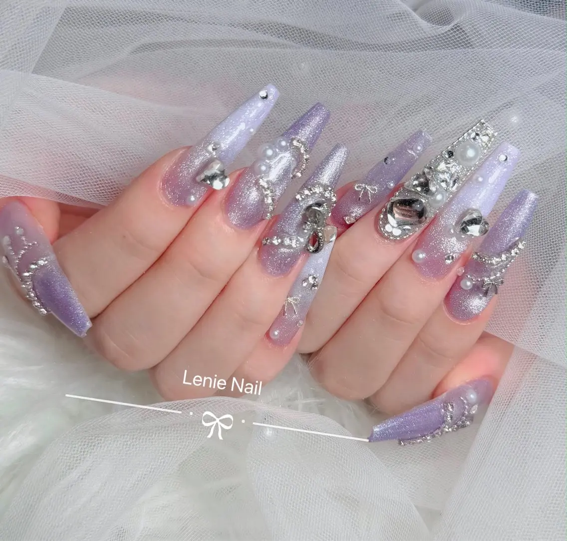 ネイル チークネイル 長さ出し フラッシュネイル フレンチネイル グラデーション ハンドネイル Lenie Nail Salonのネイルデザイン