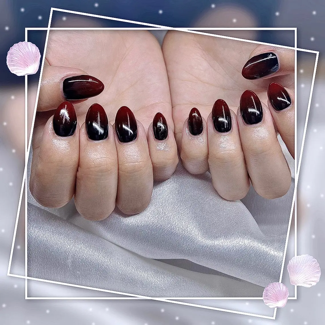 ネイル フレンチネイル グラデーション キラキラネイル 韓国ネイル マグネットネイル Chill Nailsalonのネイルデザイン