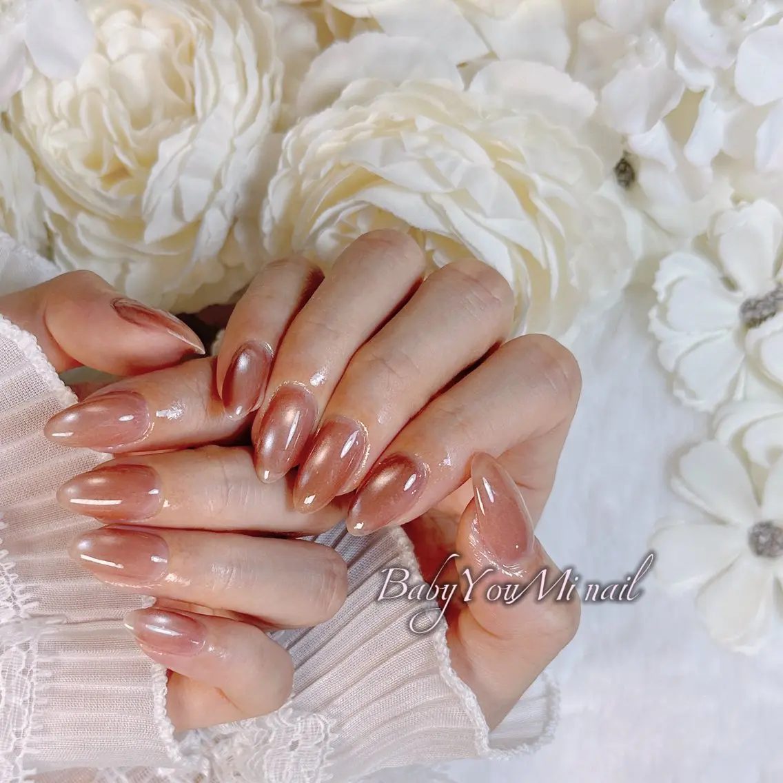 ネイル オーロラネイル 成人式 フットネイル フレンチネイル ジェルネイル ハンドネイル BabyYouMi nailのネイルデザイン