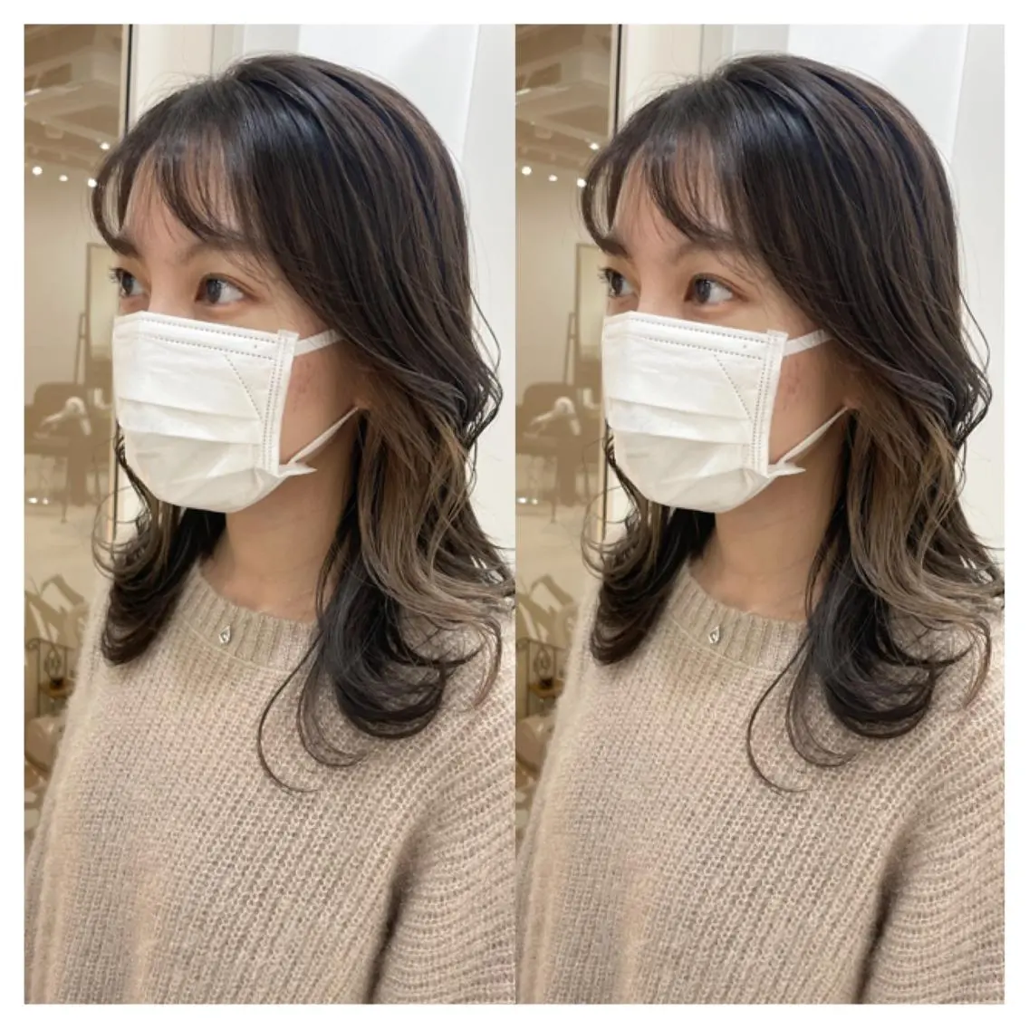 ミディアム カラー カット ヘアカラー トリートメント 村山 茉衣のヘアスタイル