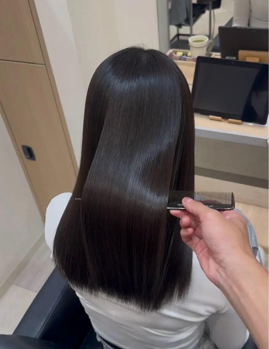 セミロング 縮毛矯正 縮毛矯正 トリートメント かんた /百道浜・髪質改善のヘアスタイル