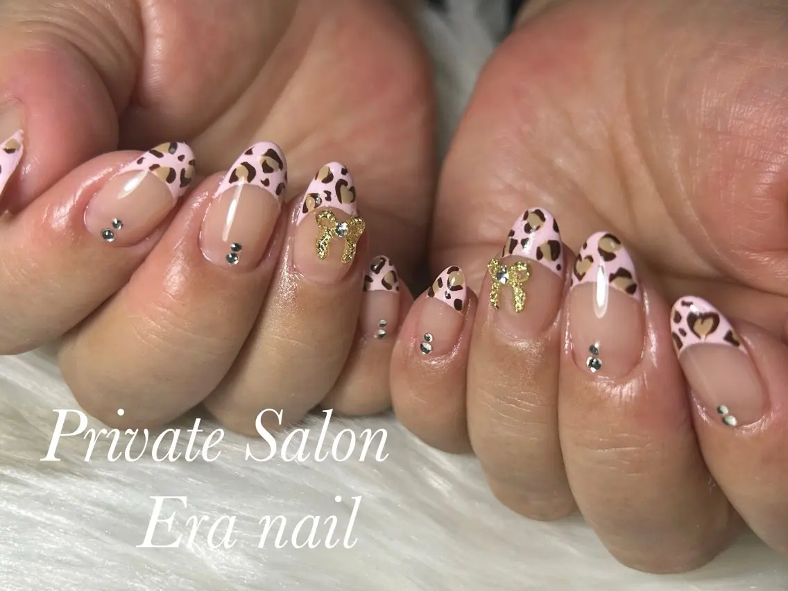 ネイル アニマル柄 フレンチネイル ハンドネイル Era nailのネイルデザイン