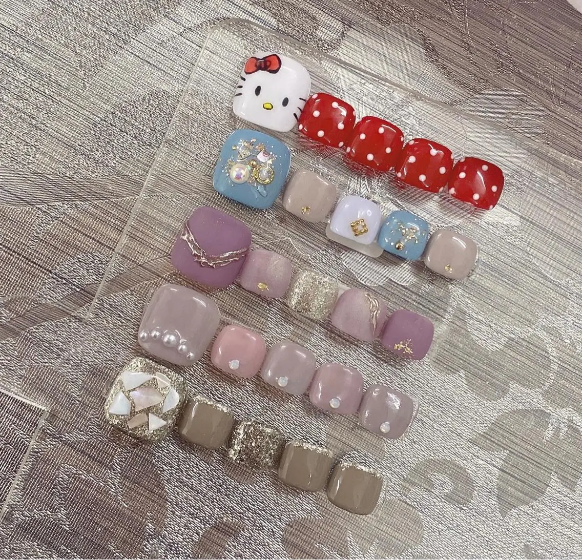 ネイル フットネイル I-nailロング /ワンホン/キラキラのネイルデザイン
