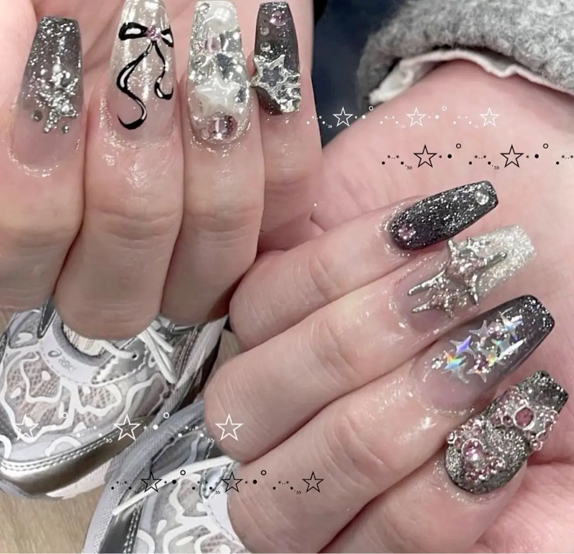 ネイル マグネットネイル ピンク ネイルチップ 冬ネイル Lee Nailsのネイルデザイン