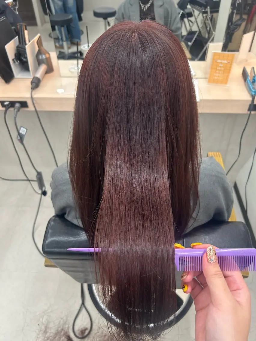ロング カラー レッドカラー カット ヘアカラー 【ALEAP】 sakuraのヘアスタイル