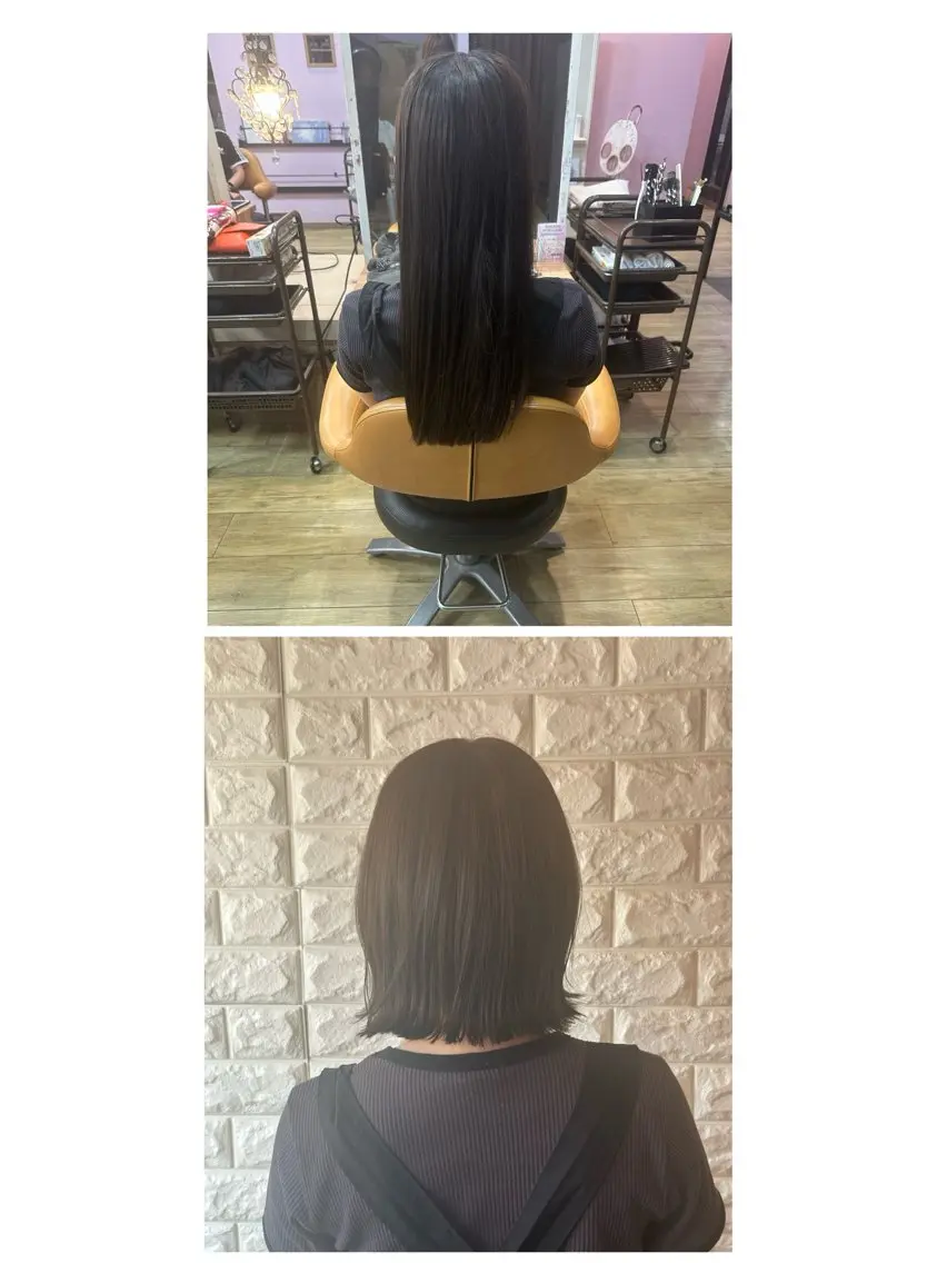 ミディアム トリートメント カット ヘアカラー コザサ カオリのヘアスタイル