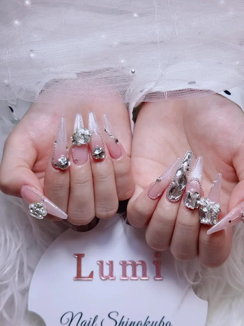 ネイル オーロラネイル チークネイル 長さ出し フレンチネイル 韓国ネイル Lumi Shinokuboのネイルデザイン
