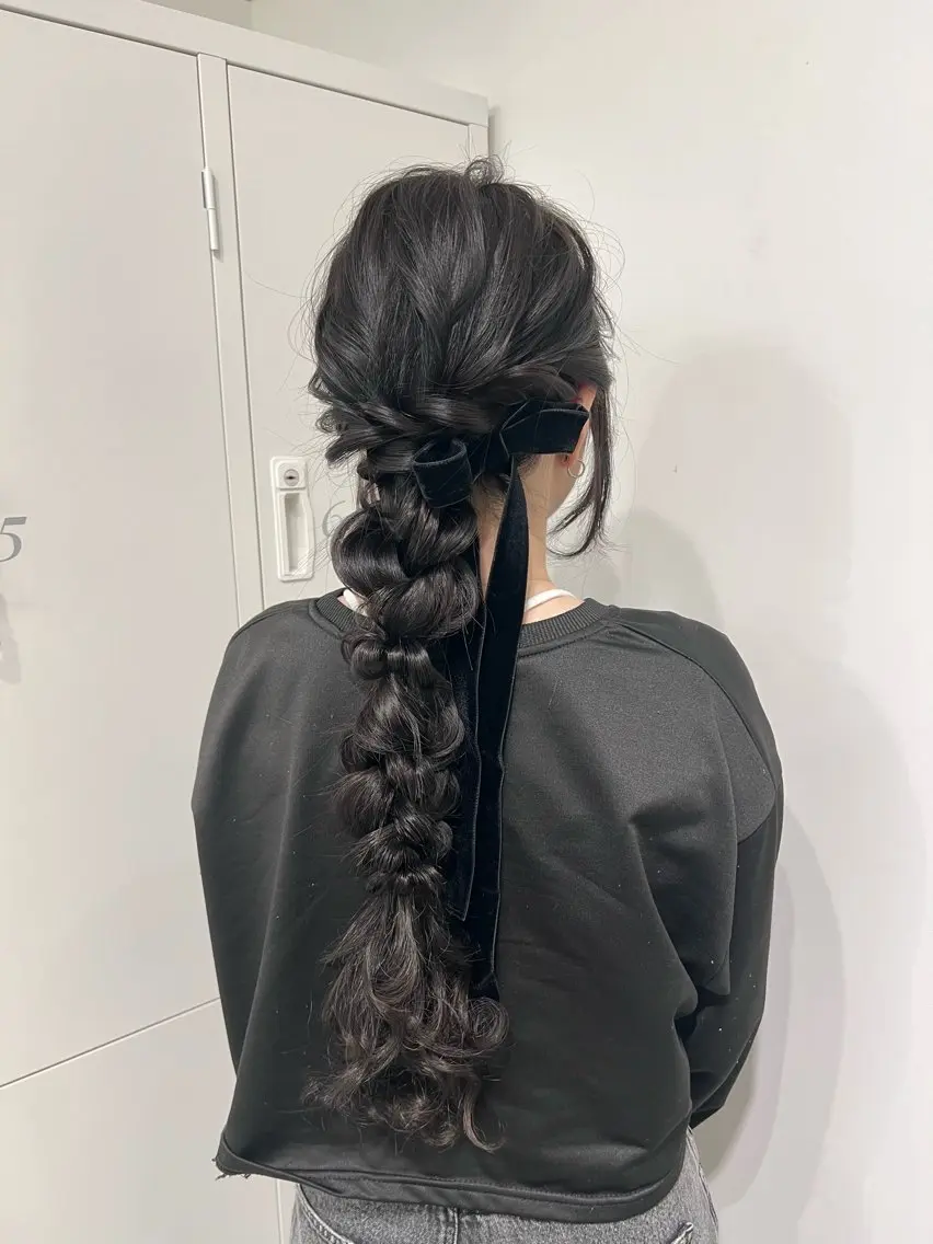ロング カラー ヘアアレンジ ヘアセット ✨カチモリ✨レイヤー 韓国ヘア🇰🇷ゆいのヘアスタイル