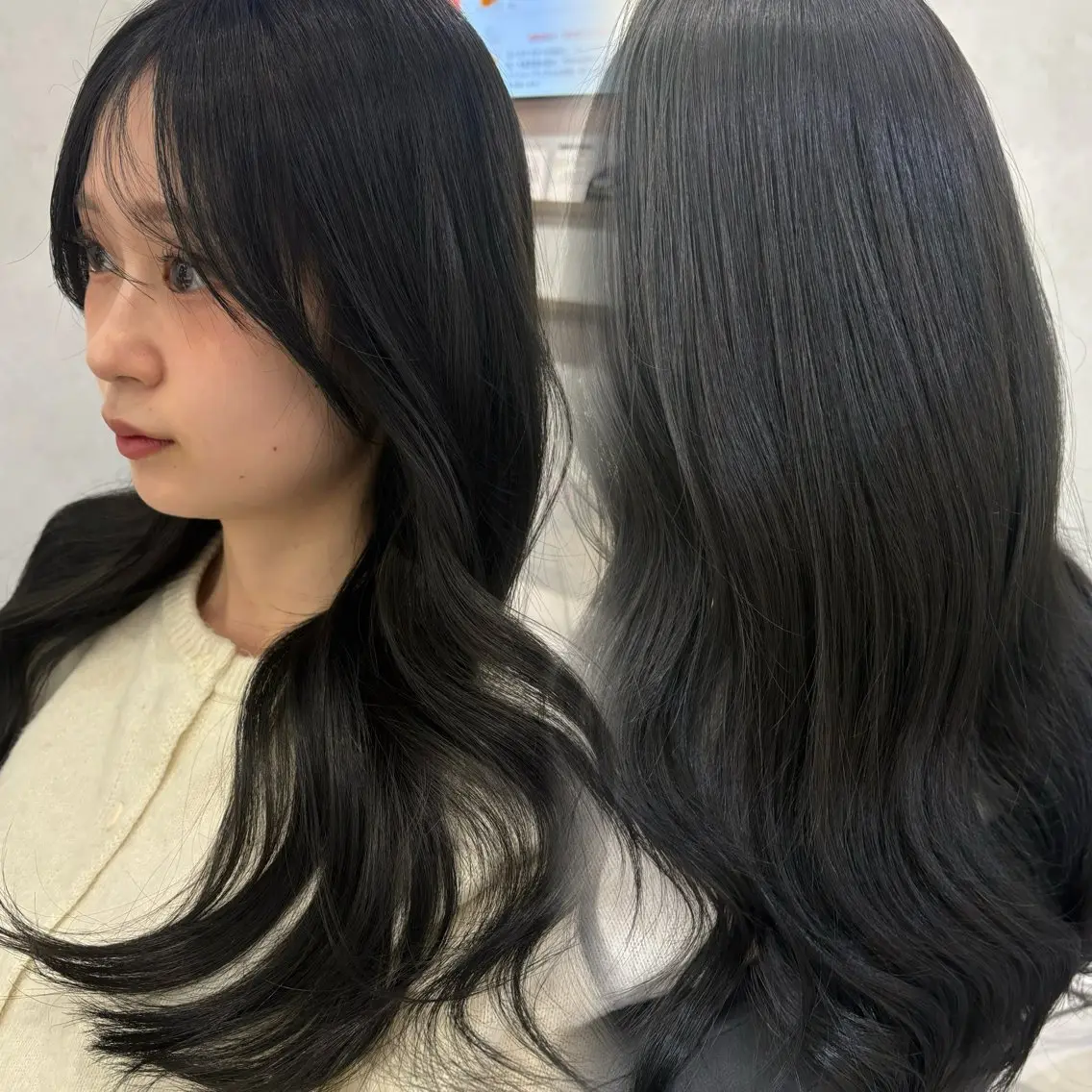 ロング カラー ヘアアレンジ 黒髪 透明感カラー グレージュ ヘアカラー トリートメント 透明感ｶﾗｰ/顔周り ｶｯﾄ🌸ｻｸﾗ🌸のヘアスタイル