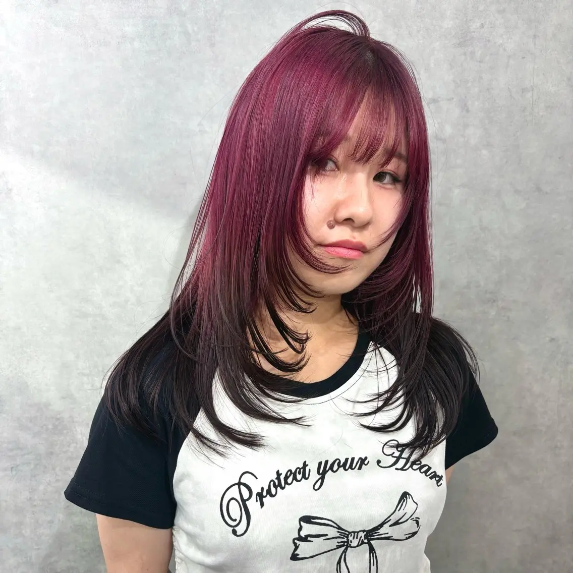 ロング 顔まわりレイヤー レイヤーカット ショート/ウルフ カットモデル募集のヘアスタイル