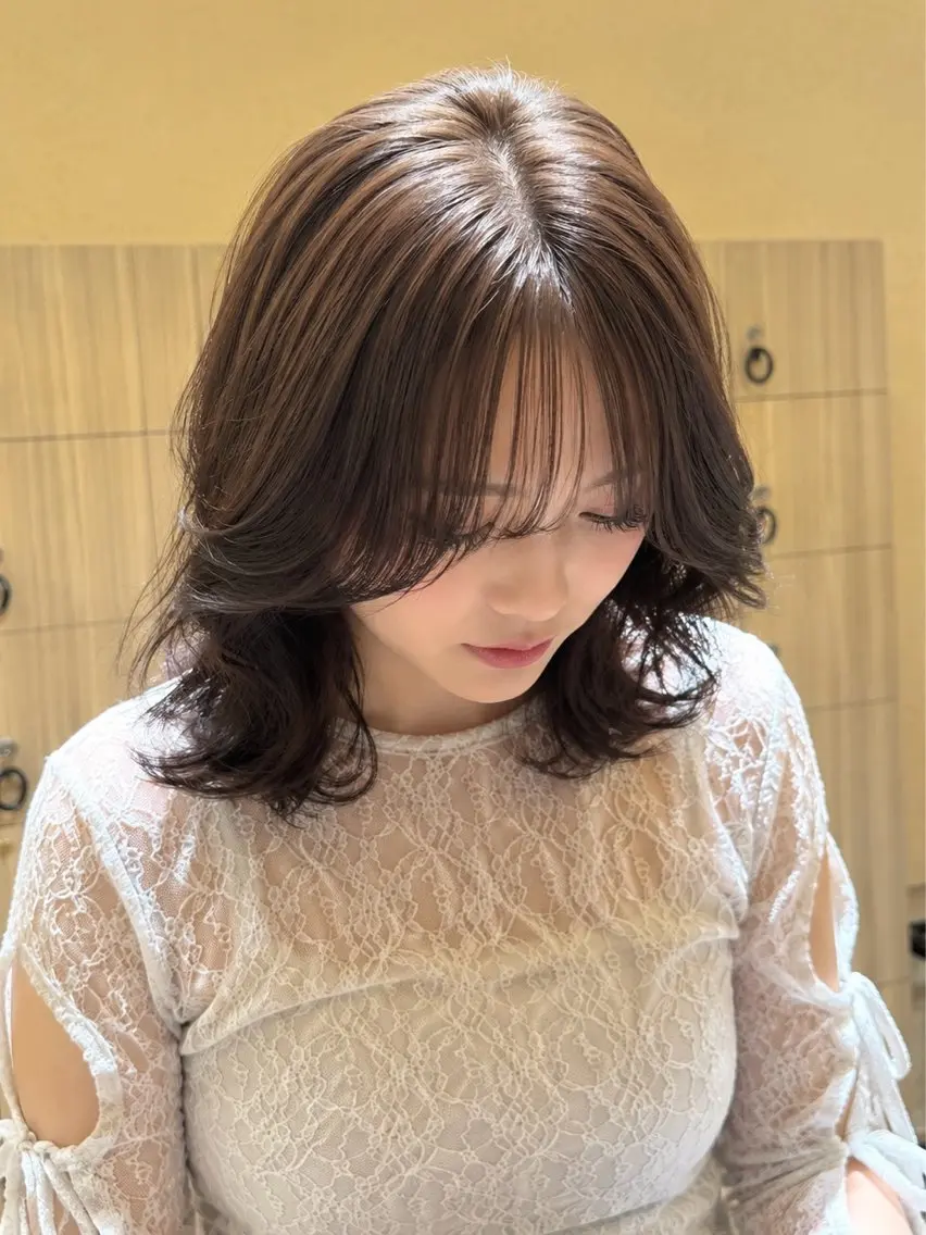 ミディアム ヘアカラー 新宿髪質改善 ヨモギダのヘアスタイル
