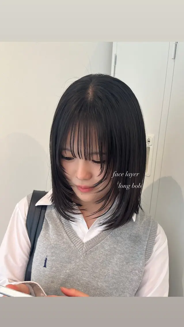 ミディアム 顔まわりレイヤー レイヤーカット カット トリートメント Miku🪄💫 フェイスレイヤーのヘアスタイル
