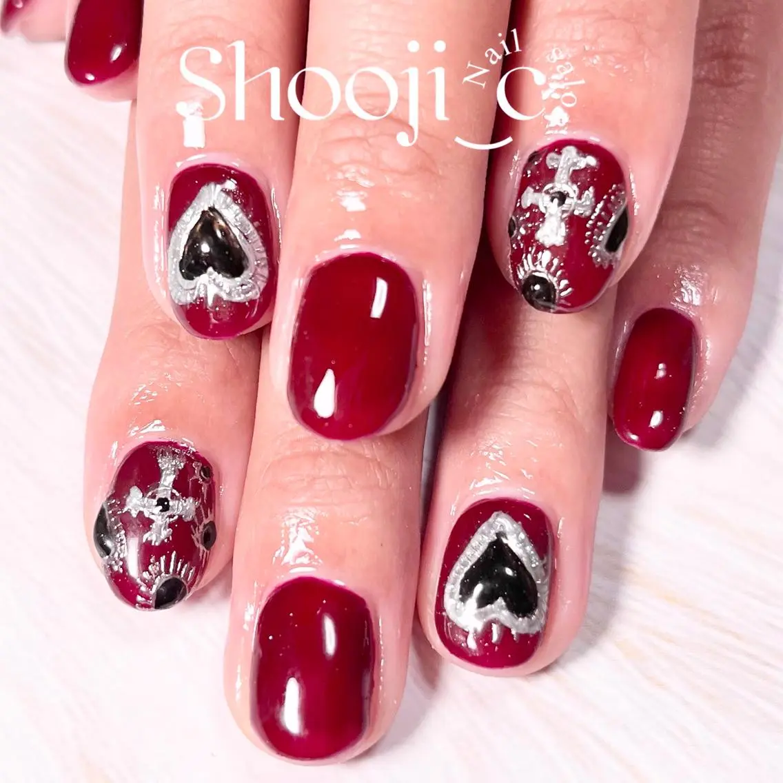 ネイル アートネイル ボルドー 長さ出し ジェルネイル スカルプネイル Shooji_c Nail salonのネイルデザイン