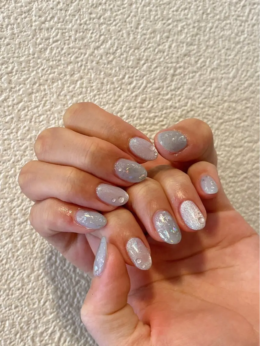 ネイル オーロラネイル フットネイル フレンチネイル ジェルネイル マグネットネイル ハンドネイル kiki nail &brow二子玉川のネイルデザイン
