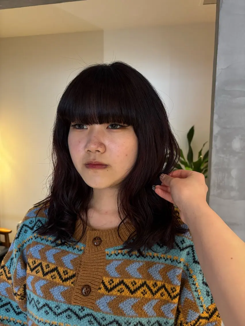 ミディアム カット パーマ KAREN(ému) 伏見/カットモデルのヘアスタイル