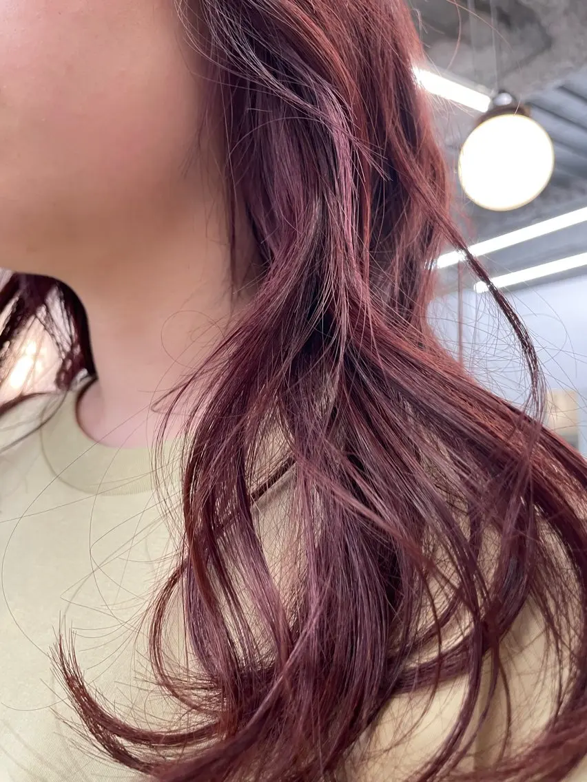 ロング カラー ブリーチ ボルドーカラー ブラウンカラー ダブルカラー インナーカラー 【お洒落パーマ】 Elme　肥塚康汰郎のヘアスタイル