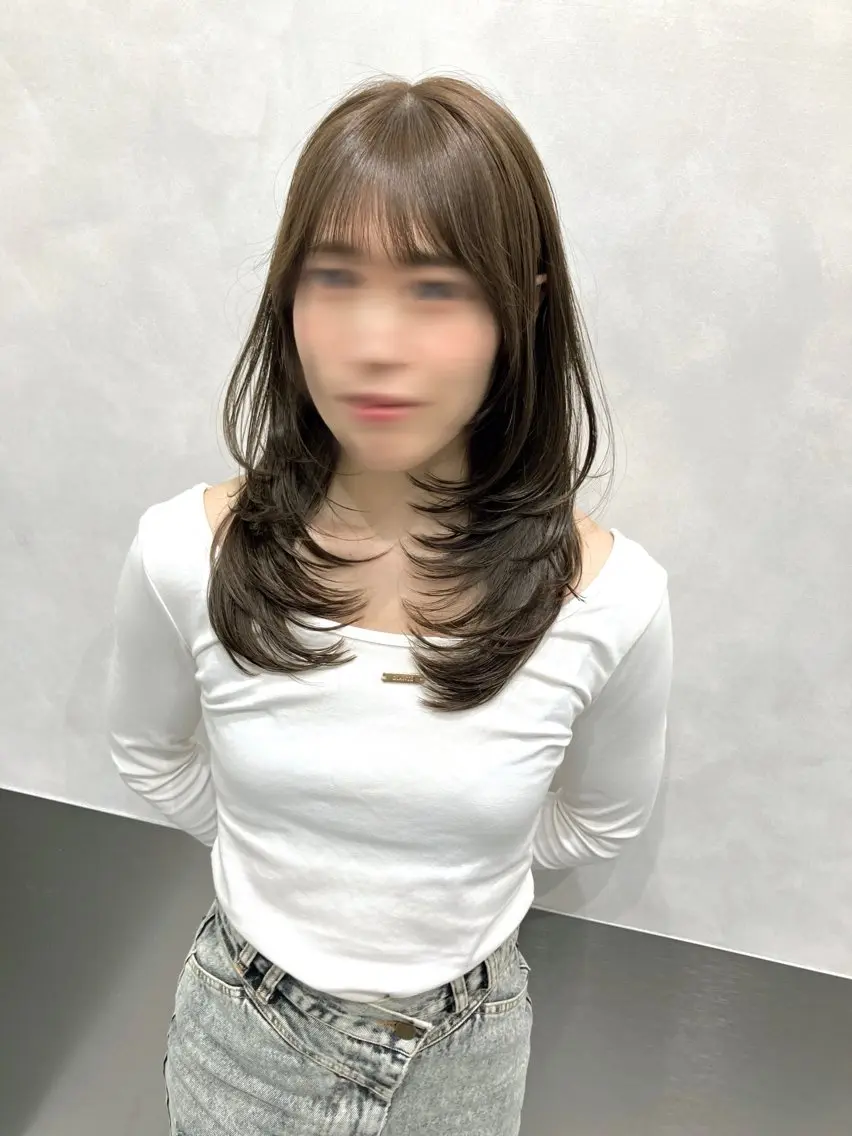 セミロング カラー カット ヘアカラー トリートメント 💖ブリーチなし透明 感💖ASAHIのヘアスタイル