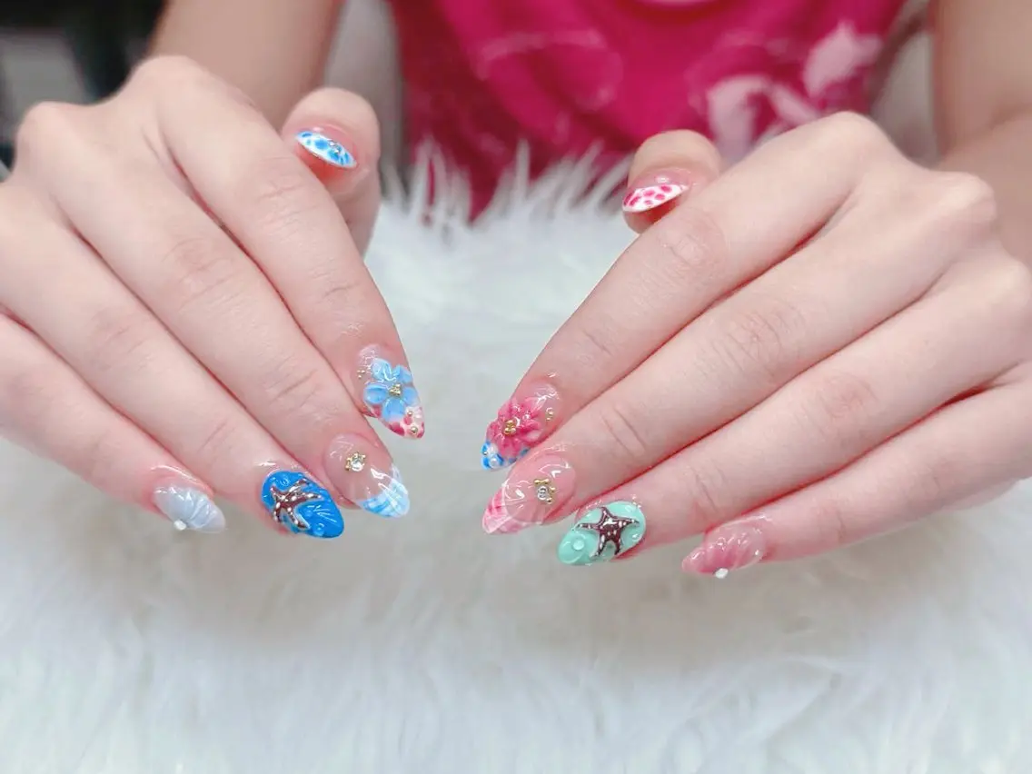 ネイル ボルドー ブラウン 韓国ネイル ピンク ワンホンネイル ハンドネイル GOHOUBI Nail 心斎橋店のネイルデザイン