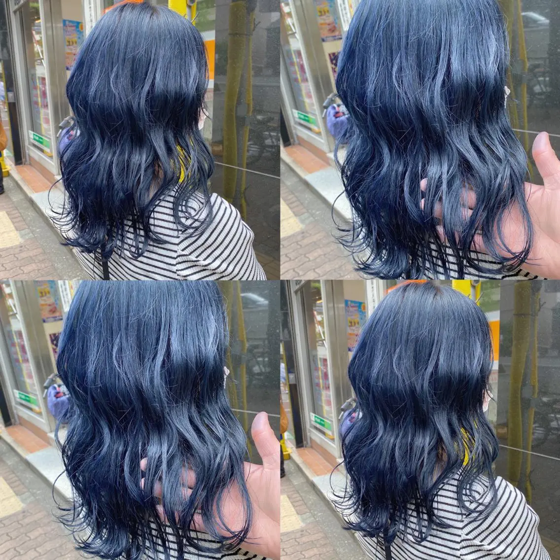 セミロング カラー アッシュ ブルーカラー ブルーアッシュ 色落ちまで可愛い🧚 心斎橋hikaruのヘアスタイル