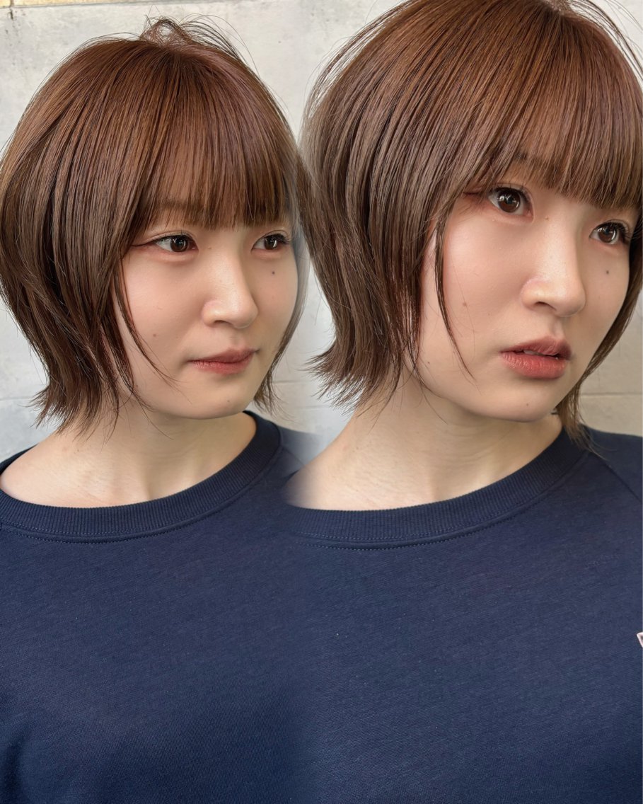 ミディアム カラー ボブレイヤー 透明感カラー ボブ レイヤーカット カット ヘアカラー ボブ×レイヤーカット 透明感カラー/Fuuのヘアスタイル