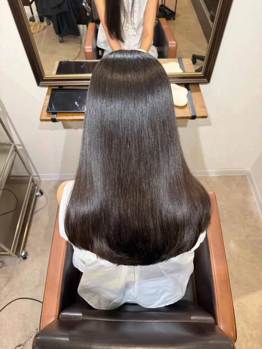 ロング 縮毛矯正 縮毛矯正 トリートメント カラーモデル様 大募集！！のヘアスタイル