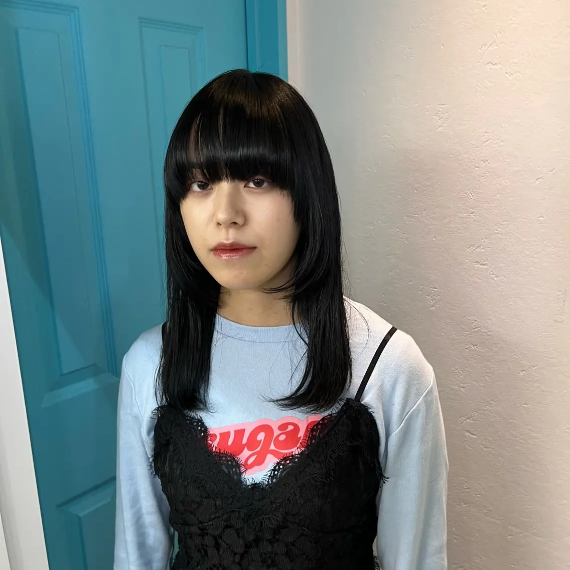 セミロング カラー 黒髪 顔まわりレイヤー レイヤーカット ブリーチ/縮毛矯正 ❤️‍🔥シンノスケのヘアスタイル