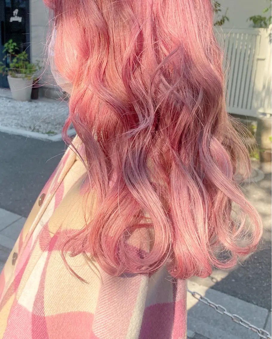 セミロング カラー ベージュカラー ピンクカラー ピンクベージュ Chérie Honokaのヘアスタイル