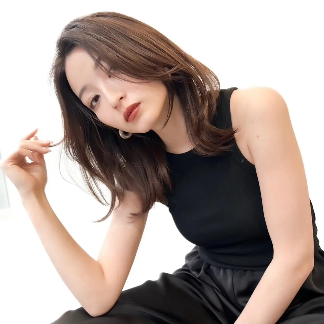 ミディアム カラー ヘアアレンジ 内大久保 列夏のヘアスタイル