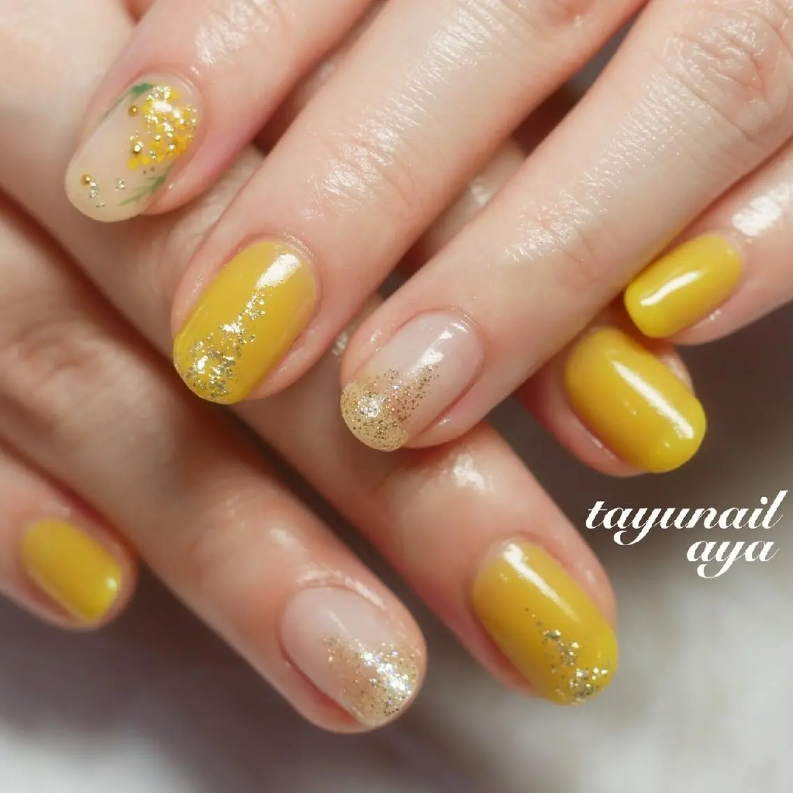 ネイル アートネイル ブルー ジェルネイル パラジェル 春ネイル ネイルサロン 【たゆnail】のネイルデザイン