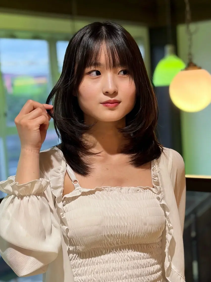 ミディアム レイヤーカット 似合わせカット 小顔カット カット 岡大前ハッシュカット ×髪質改善/松島大己のヘアスタイル