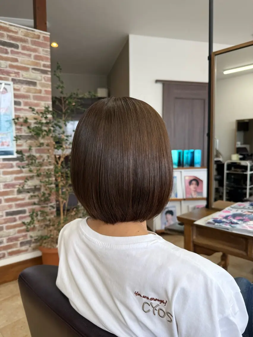 ミディアム カラー カット ヘアカラー 上村華女 髪質改善カラーのヘアスタイル
