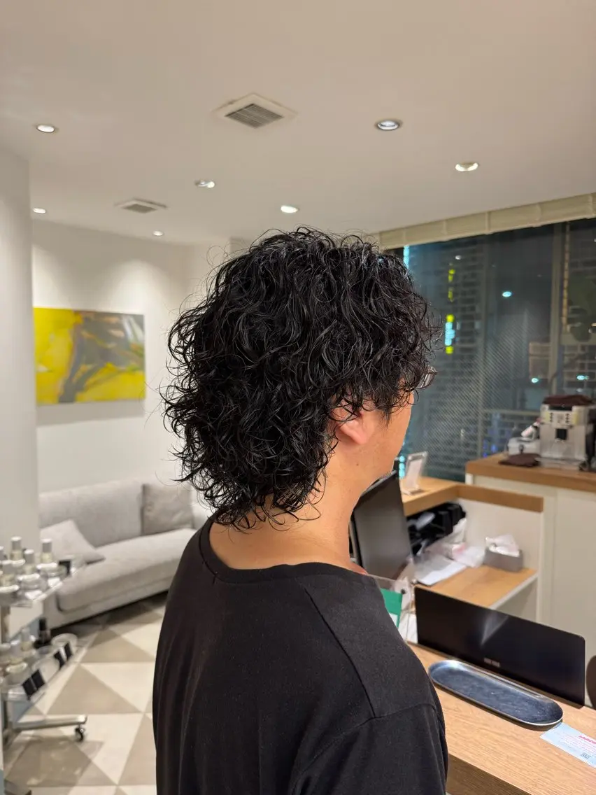 パーマ メンズ 天真/グレージュ 、透明感カラーのヘアスタイル