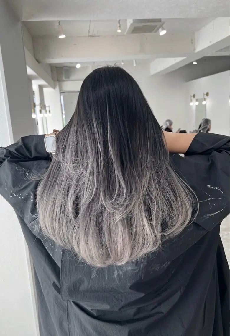 ロング カラー バレイヤージュ シルバー ホワイトシルバー レイヤーカット 指名数No.1 /NAOYAのヘアスタイル